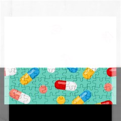 Pills Medicines Seamless Pattern Blue Background Rectangular Jigsaw Puzzl