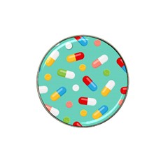 Pills Medicines Seamless Pattern Blue Background Hat Clip Ball Marker