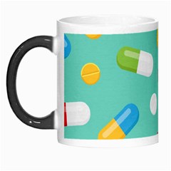 Pills Medicines Seamless Pattern Blue Background Morph Mugs