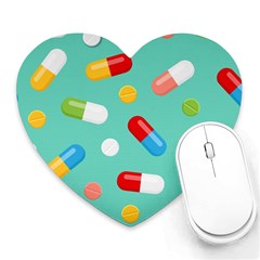 Pills Medicines Seamless Pattern Blue Background Heart Mousepads