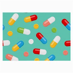 Pills Medicines Seamless Pattern Blue Background Large Glasses Cloth