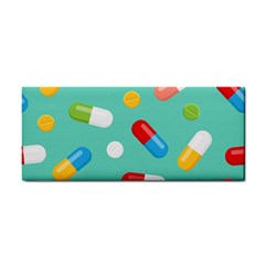 Pills Medicines Seamless Pattern Blue Background Hand Towel