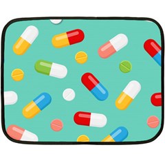 Pills Medicines Seamless Pattern Blue Background Fleece Blanket (mini) by Nexatart