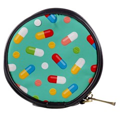 Pills Medicines Seamless Pattern Blue Background Mini Makeup Bag