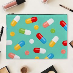 Pills Medicines Seamless Pattern Blue Background Cosmetic Bag (xl) by Nexatart