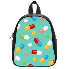 Pills Medicines Seamless Pattern Blue Background School Bag (Small)