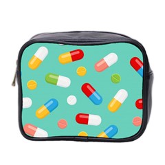 Pills Medicines Seamless Pattern Blue Background Mini Toiletries Bag (Two Sides)