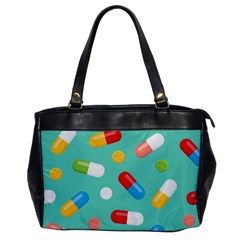 Pills Medicines Seamless Pattern Blue Background Oversize Office Handbag