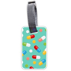 Pills Medicines Seamless Pattern Blue Background Luggage Tag (one Side) by Nexatart