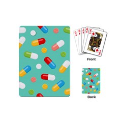 Pills Medicines Seamless Pattern Blue Background Playing Cards Single Design (mini)