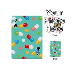 Pills Medicines Seamless Pattern Blue Background Playing Cards 54 Designs (mini)