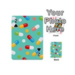 Pills Medicines Seamless Pattern Blue Background Playing Cards 54 Designs (Mini) Front - Spade2