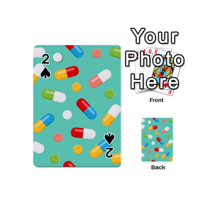 Pills Medicines Seamless Pattern Blue Background Playing Cards 54 Designs (Mini)