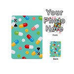 Pills Medicines Seamless Pattern Blue Background Playing Cards 54 Designs (Mini) Front - SpadeK