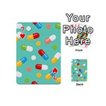 Pills Medicines Seamless Pattern Blue Background Playing Cards 54 Designs (Mini) Front - Heart7