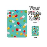 Pills Medicines Seamless Pattern Blue Background Playing Cards 54 Designs (Mini) Front - Heart8