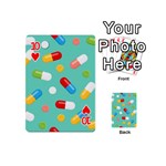 Pills Medicines Seamless Pattern Blue Background Playing Cards 54 Designs (Mini) Front - Heart10