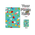 Pills Medicines Seamless Pattern Blue Background Playing Cards 54 Designs (Mini) Front - Diamond7