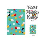 Pills Medicines Seamless Pattern Blue Background Playing Cards 54 Designs (Mini) Front - Spade7