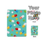 Pills Medicines Seamless Pattern Blue Background Playing Cards 54 Designs (Mini) Back