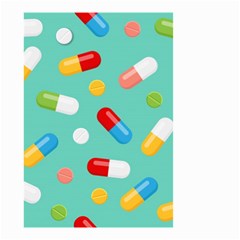 Pills Medicines Seamless Pattern Blue Background Small Garden Flag (two Sides) by Nexatart