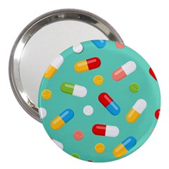 Pills Medicines Seamless Pattern Blue Background 3  Handbag Mirrors