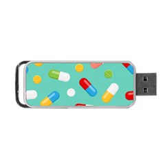 Pills Medicines Seamless Pattern Blue Background Portable Usb Flash (one Side) by Nexatart