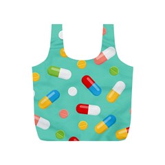 Pills Medicines Seamless Pattern Blue Background Full Print Recycle Bag (S)