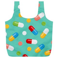 Pills Medicines Seamless Pattern Blue Background Full Print Recycle Bag (XL)