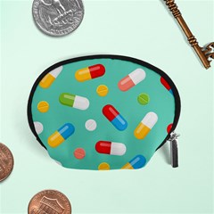 Pills Medicines Seamless Pattern Blue Background Accessory Pouch (Small)