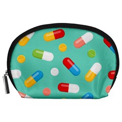 Pills Medicines Seamless Pattern Blue Background Accessory Pouch (Large)