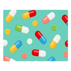 Pills Medicines Seamless Pattern Blue Background Double Sided Flano Blanket (large)  by Nexatart