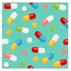 Pills Medicines Seamless Pattern Blue Background Large Satin Scarf (Square)