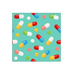 Pills Medicines Seamless Pattern Blue Background Satin Bandana Scarf