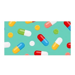 Pills Medicines Seamless Pattern Blue Background Satin Wrap