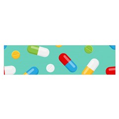 Pills Medicines Seamless Pattern Blue Background Satin Scarf (oblong) by Nexatart