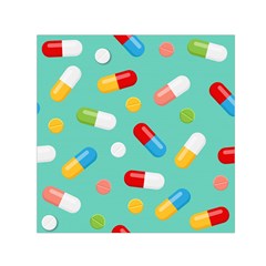 Pills Medicines Seamless Pattern Blue Background Small Satin Scarf (square) by Nexatart