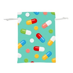 Pills Medicines Seamless Pattern Blue Background Lightweight Drawstring Pouch (L)