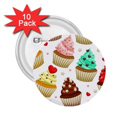 Seamless Pattern Yummy Colored Cupcakes 2 25  Buttons (10 Pack)  by Nexatart