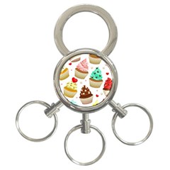 Seamless Pattern Yummy Colored Cupcakes 3-ring Key Chain by Nexatart