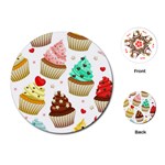 Seamless Pattern Yummy Colored Cupcakes Playing Cards Single Design (Round) Front