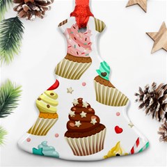 Seamless Pattern Yummy Colored Cupcakes Christmas Tree Ornament (two Sides)