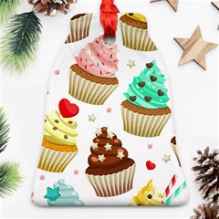 Seamless Pattern Yummy Colored Cupcakes Bell Ornament (two Sides)