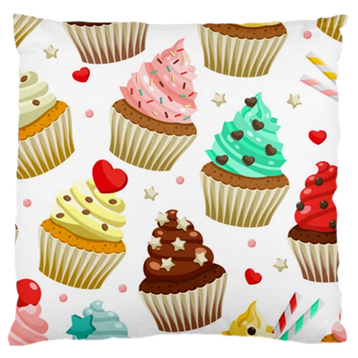 Seamless Pattern Yummy Colored Cupcakes Large Cushion Case (One Side)