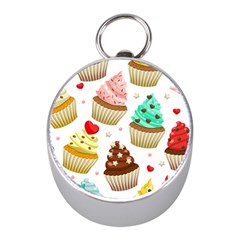 Seamless Pattern Yummy Colored Cupcakes Mini Silver Compasses by Nexatart