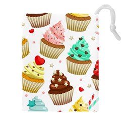 Seamless Pattern Yummy Colored Cupcakes Drawstring Pouch (4xl)