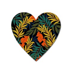 Fashionable Seamless Tropical Pattern With Bright Green Blue Plants Leaves Heart Magnet by Nexatart