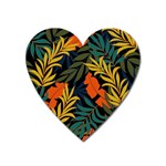 Fashionable Seamless Tropical Pattern With Bright Green Blue Plants Leaves Heart Magnet Front