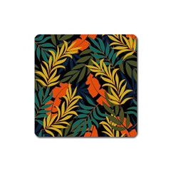 Fashionable Seamless Tropical Pattern With Bright Green Blue Plants Leaves Square Magnet by Nexatart