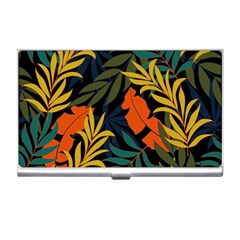 Fashionable Seamless Tropical Pattern With Bright Green Blue Plants Leaves Business Card Holder by Nexatart